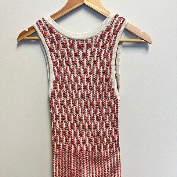 Derek Lam Orange Cream Boho Chic Crochet Resort Sleeveless Mermaid Sweater Dress - Picture 6 of 12